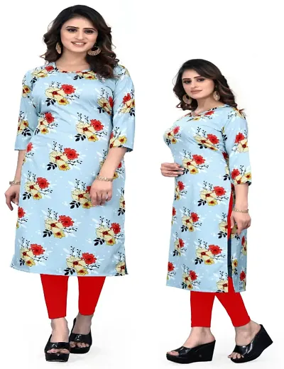 Classic Crepe Printed A-Line Kurti - Combo of 3