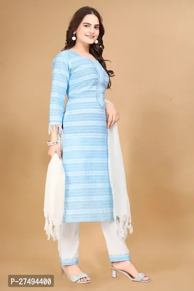 Fancy Cotton Kurta Bottom And Dupatta Set For Women-thumb2