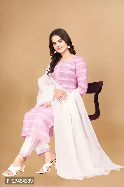 Fancy Cotton Kurta Bottom And Dupatta Set For Women