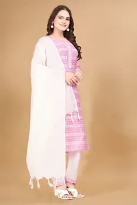 Fancy Cotton Kurta Bottom And Dupatta Set For Women-thumb1