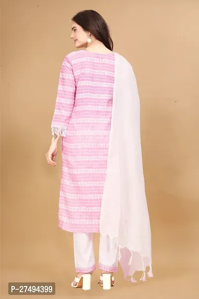 Fancy Cotton Kurta Bottom And Dupatta Set For Women-thumb3