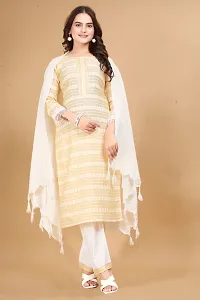 Fancy Cotton Kurta Bottom And Dupatta Set For Women-thumb2