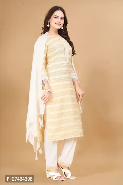 Fancy Cotton Kurta Bottom And Dupatta Set For Women-thumb4