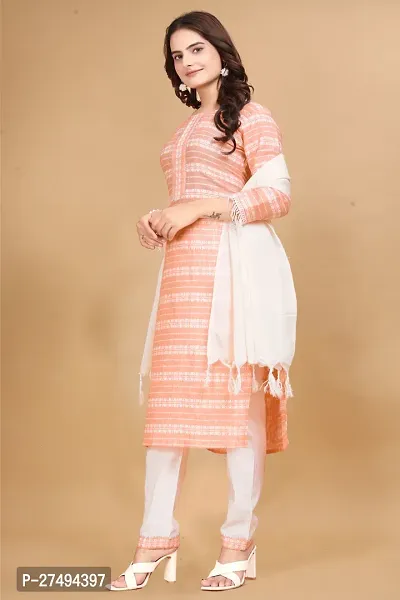 Fancy Cotton Kurta Bottom And Dupatta Set For Women-thumb4