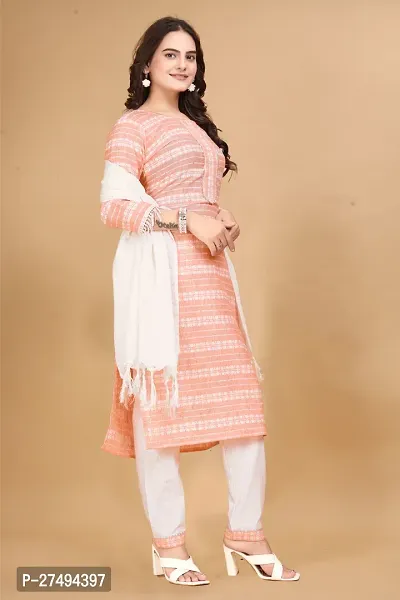 Fancy Cotton Kurta Bottom And Dupatta Set For Women-thumb5