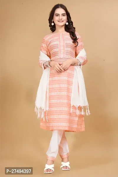 Fancy Cotton Kurta Bottom And Dupatta Set For Women-thumb2