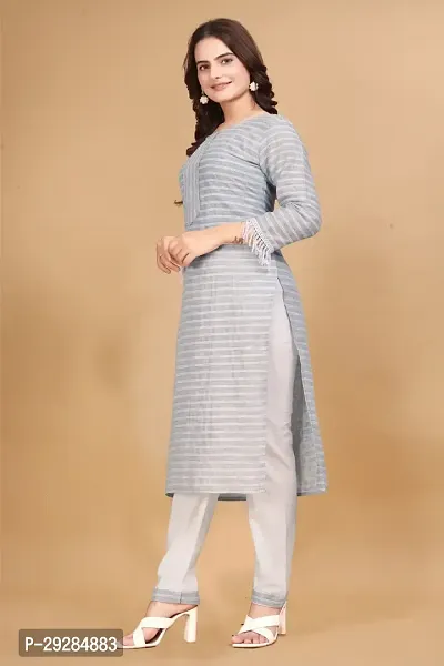 Stylish Cotton Striped Kurta Bottom Set for Women-thumb4