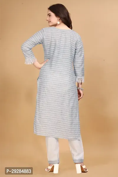 Stylish Cotton Striped Kurta Bottom Set for Women-thumb3