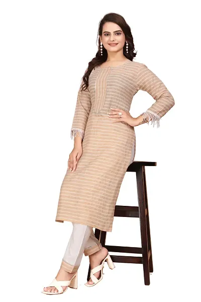 Stylish Cotton A-Line Checked Kurta With Bottom Set