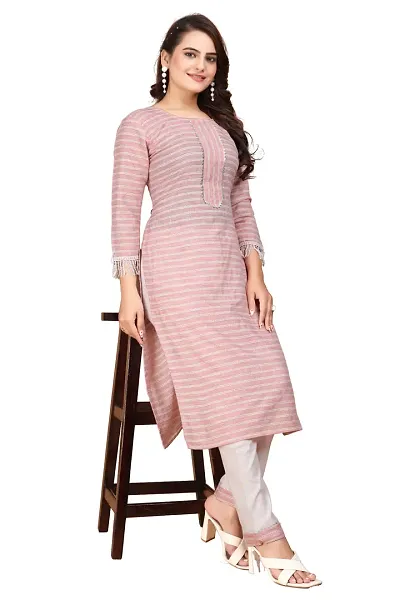 Stylish Cotton A-Line Checked Kurta With Bottom Set