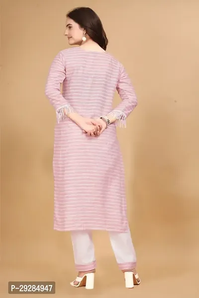 Stylish Cotton Striped Kurta Bottom Set for Women-thumb3