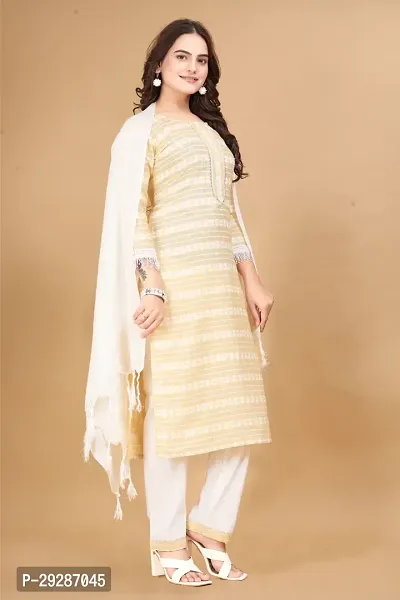 Stylish Cotton Striped Kurta Bottom and Dupatta Set for Women-thumb4