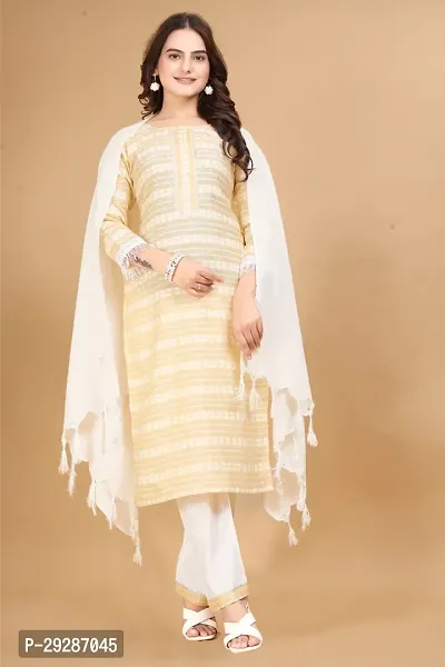 Stylish Cotton Striped Kurta Bottom and Dupatta Set for Women-thumb2