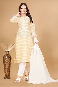 Stylish Cotton Striped Kurta Bottom and Dupatta Set for Women-thumb2