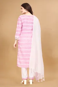 Stylish Cotton Striped Kurta Bottom and Dupatta Set for Women-thumb3