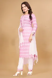 Stylish Cotton Striped Kurta Bottom and Dupatta Set for Women-thumb1