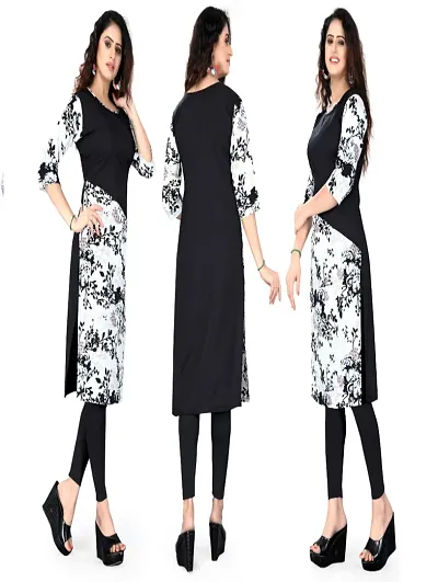 Stylish Crepe Printed Straight Kurtis