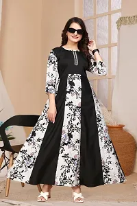 Stylish Black American Crepe Stitched Kurta For Women-thumb2