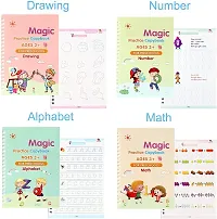 Sank Magic Practice Copybook For Preschool With Pen, Magic Calligraphy Copybook Set Practical Reusable Writing Tool Simple Hand Lettering (4 BOOK + 10 REFILL+ 1 Pen +1 Grip)-thumb2