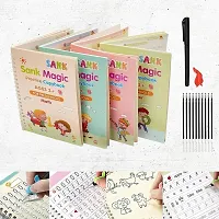 Sank Magic Practice Copybook For Preschool With Pen, Magic Calligraphy Copybook Set Practical Reusable Writing Tool Simple Hand Lettering (4 BOOK + 10 REFILL+ 1 Pen +1 Grip)-thumb1