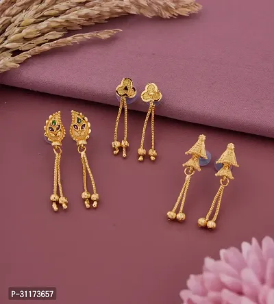 Attractive Alloy Gold Plated Stylish Earrings Combo-thumb0