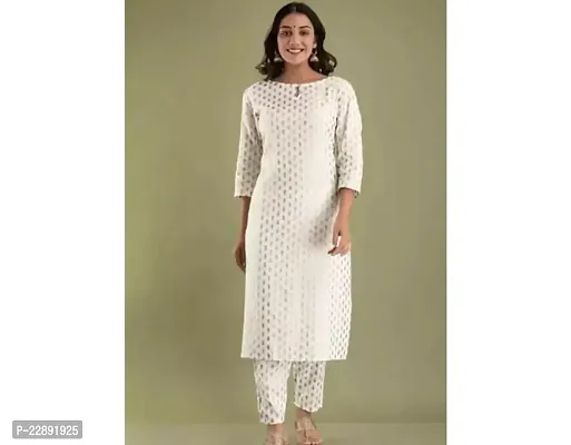 Trendy Straight White Printed Rayon Kurta-thumb0