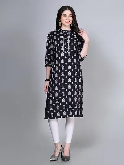 Stylish Rayon Printed Straight Kurtis