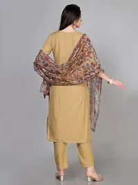 Stylish Beige Rayon Embroidered Kurta With Pant And Dupatta Set For Women-thumb3