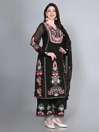 Stylish Black Georgette Embroidered Kurta With Pant And Dupatta Set For Women-thumb2