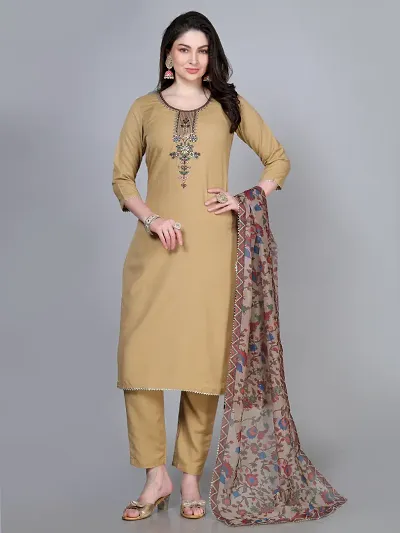 Stylish Rayon Printed Straight Kurtis Bottom and Dupatta Set