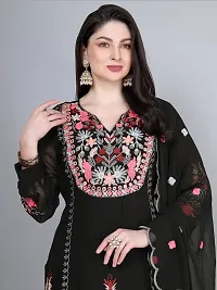 Stylish Black Georgette Embroidered Kurta With Pant And Dupatta Set For Women-thumb4