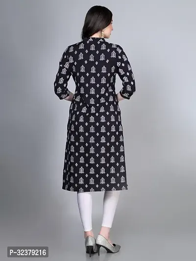 Stylish Black Rayon Printed Stitched Kurta For Women-thumb4