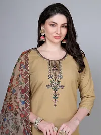 Stylish Beige Rayon Embroidered Kurta With Pant And Dupatta Set For Women-thumb4