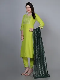 Stylish Green Rayon Embroidered Kurta With Pant And Dupatta Set For Women-thumb2