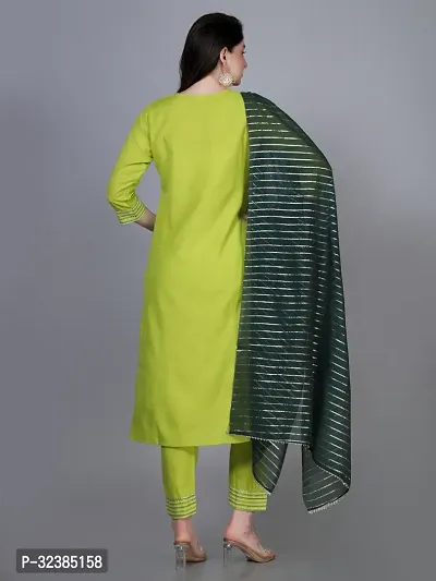 Stylish Green Rayon Embroidered Kurta With Pant And Dupatta Set For Women-thumb4