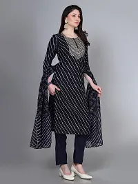 Stylish Black Rayon Embroidered Kurta With Pant And Dupatta Set For Women-thumb1