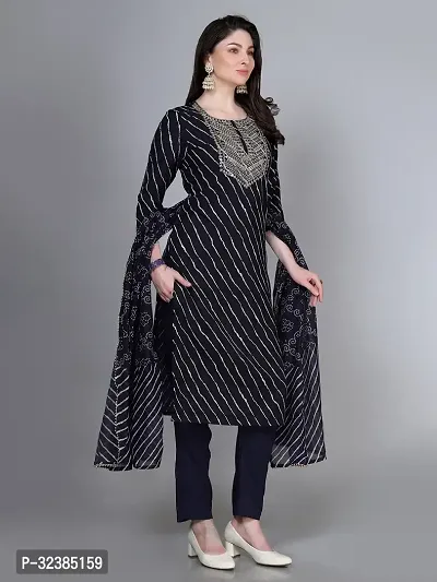 Stylish Black Rayon Embroidered Kurta With Pant And Dupatta Set For Women-thumb2