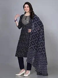 Stylish Black Rayon Embroidered Kurta With Pant And Dupatta Set For Women-thumb2