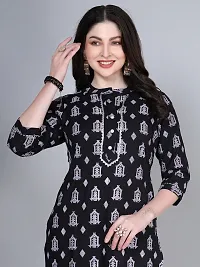 Stylish Black Rayon Printed Stitched Kurta For Women-thumb4