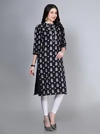 Stylish Black Rayon Printed Stitched Kurta For Women-thumb2