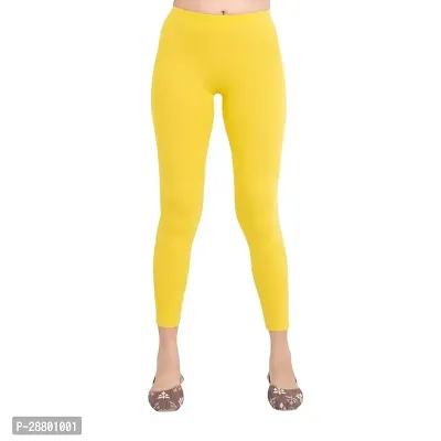 Stylish Yellow Cotton Leggings For Women-thumb0