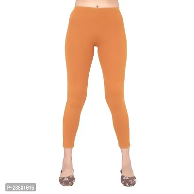 Stylish Yellow Orange Cotton Leggings For Women-thumb0