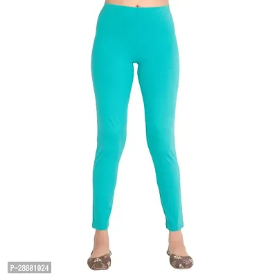 Stylish Turquoise Cotton Leggings For Women-thumb0