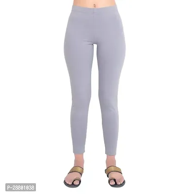 Stylish Silver Grey Cotton Leggings For Women-thumb0