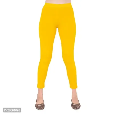 Stylish Golden Yellow Cotton Leggings For Women-thumb0