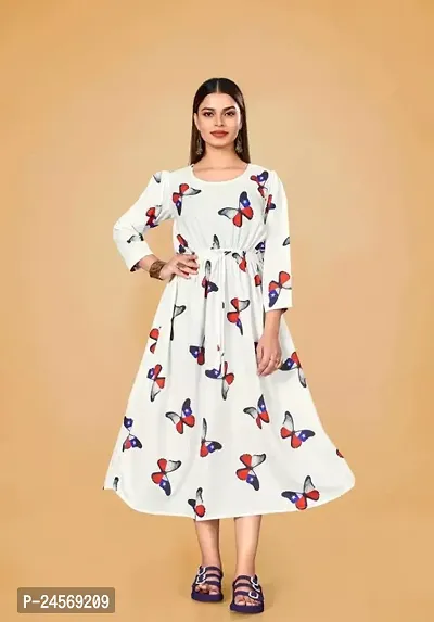 Stylish Crepe Dress For Women-thumb0