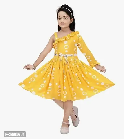 Stylish Yellow Rayon Printed Dresses For Girls