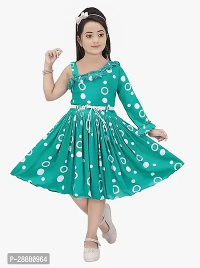 Stylish Green Rayon Printed Dresses For Girls