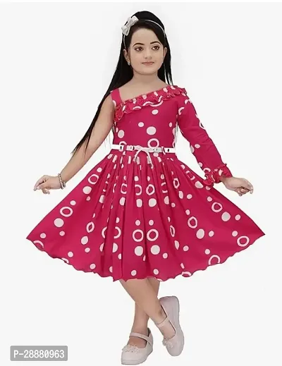 Stylish Pink Rayon Printed Dresses For Girls-thumb0