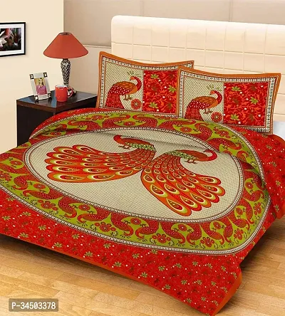 Comfortable Cotton Jaipuri Printed Double Bedsheet with 2 Pillow Covers